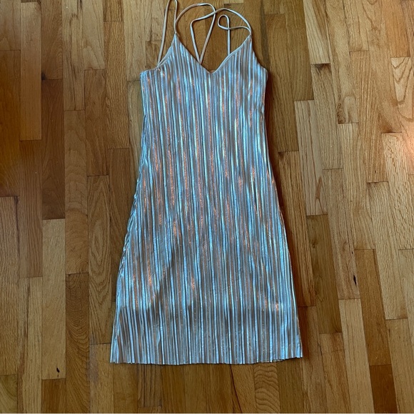 Champagne Colour Pleated Holiday Party Dress - Picture 11 of 11